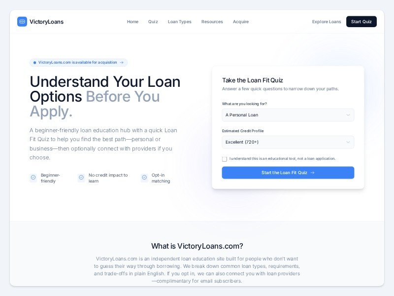 Preview for Loan Education Landing Page Template