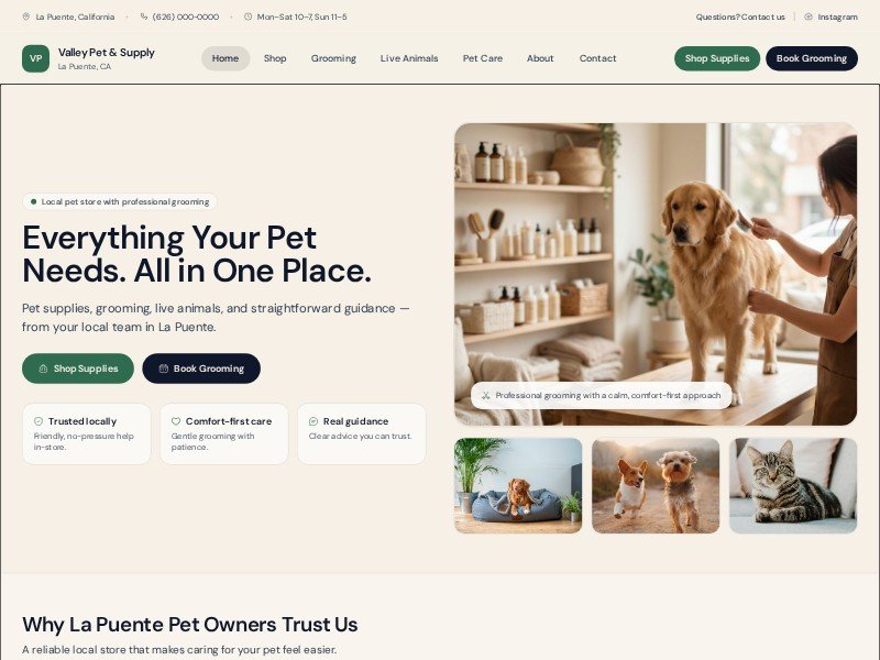 Preview for Local Pet Store Website Template
