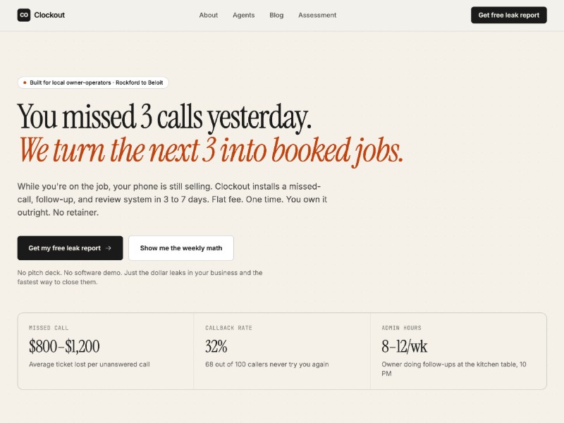 Preview for Clockout Local Services Landing Page Template