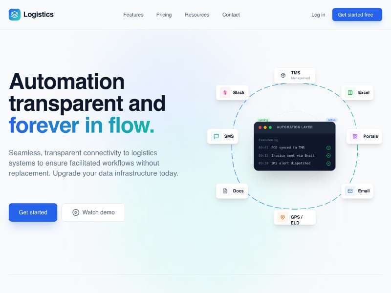 Preview for Logistics Automation Hero Landing Page Template
