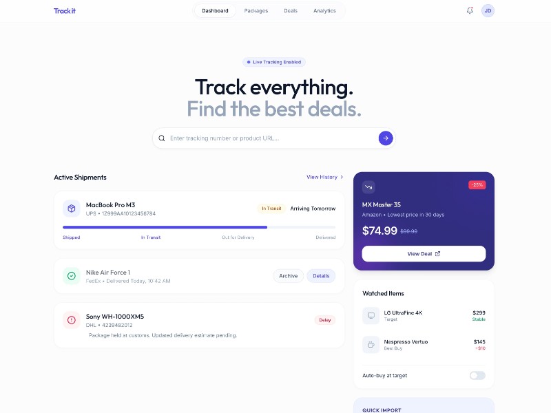 Preview for Logistics & Deals Dashboard Template