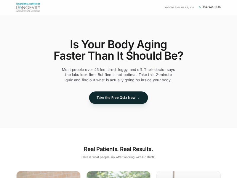 Preview for Longevity Quiz Landing Page Template