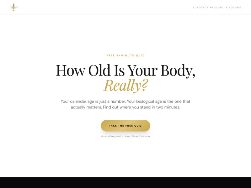 Preview for Longevity Medicine Quiz Landing Page Template
