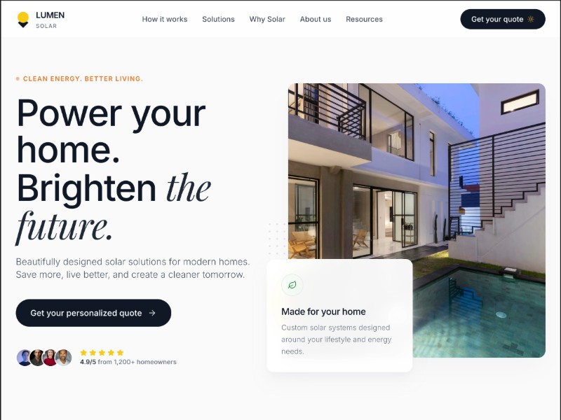 Preview for Lumen Solar Landing Page Template