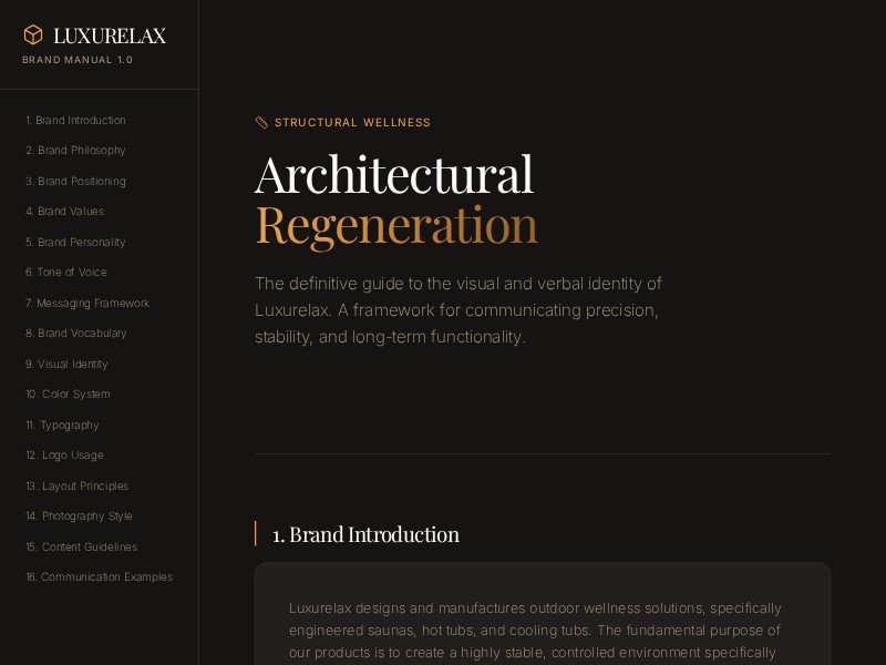 Preview for Luxurelax Brand Manual Website Template
