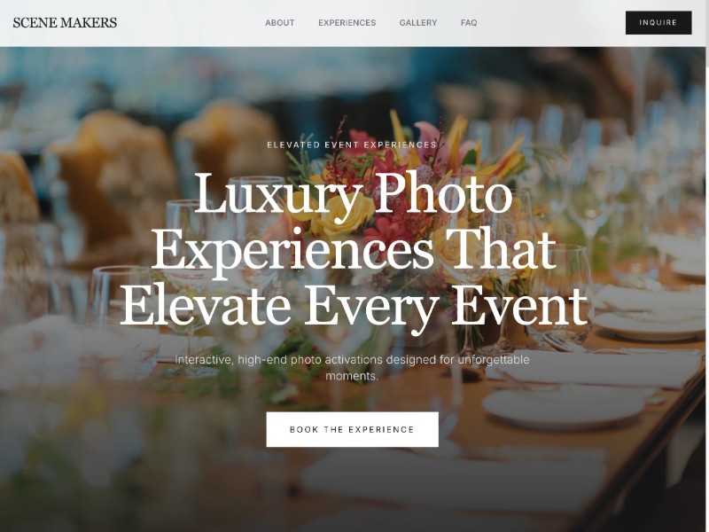 Preview for Luxury Event Experiences Landing Page Template