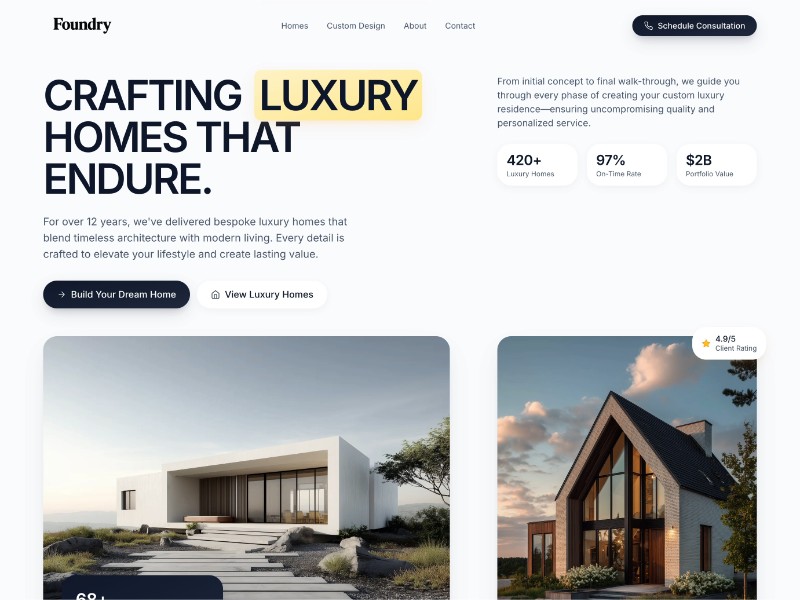 Preview for Luxury Home Construction Landing Page Template