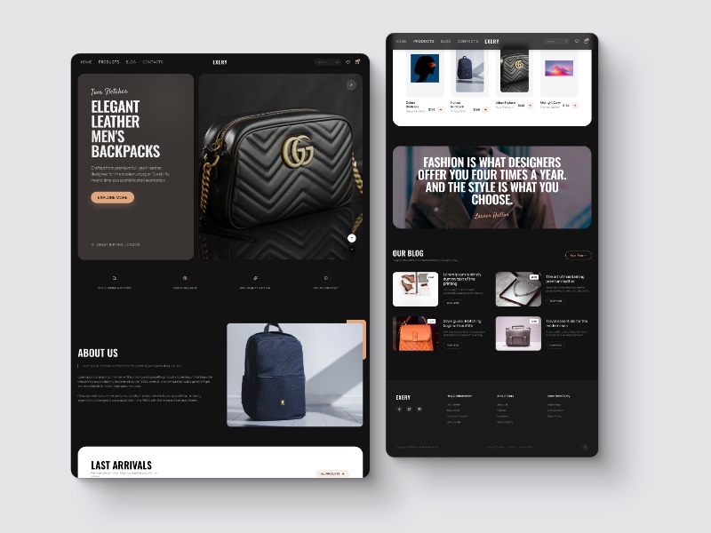 Preview for Exery Leather E-commerce Landing Page Template