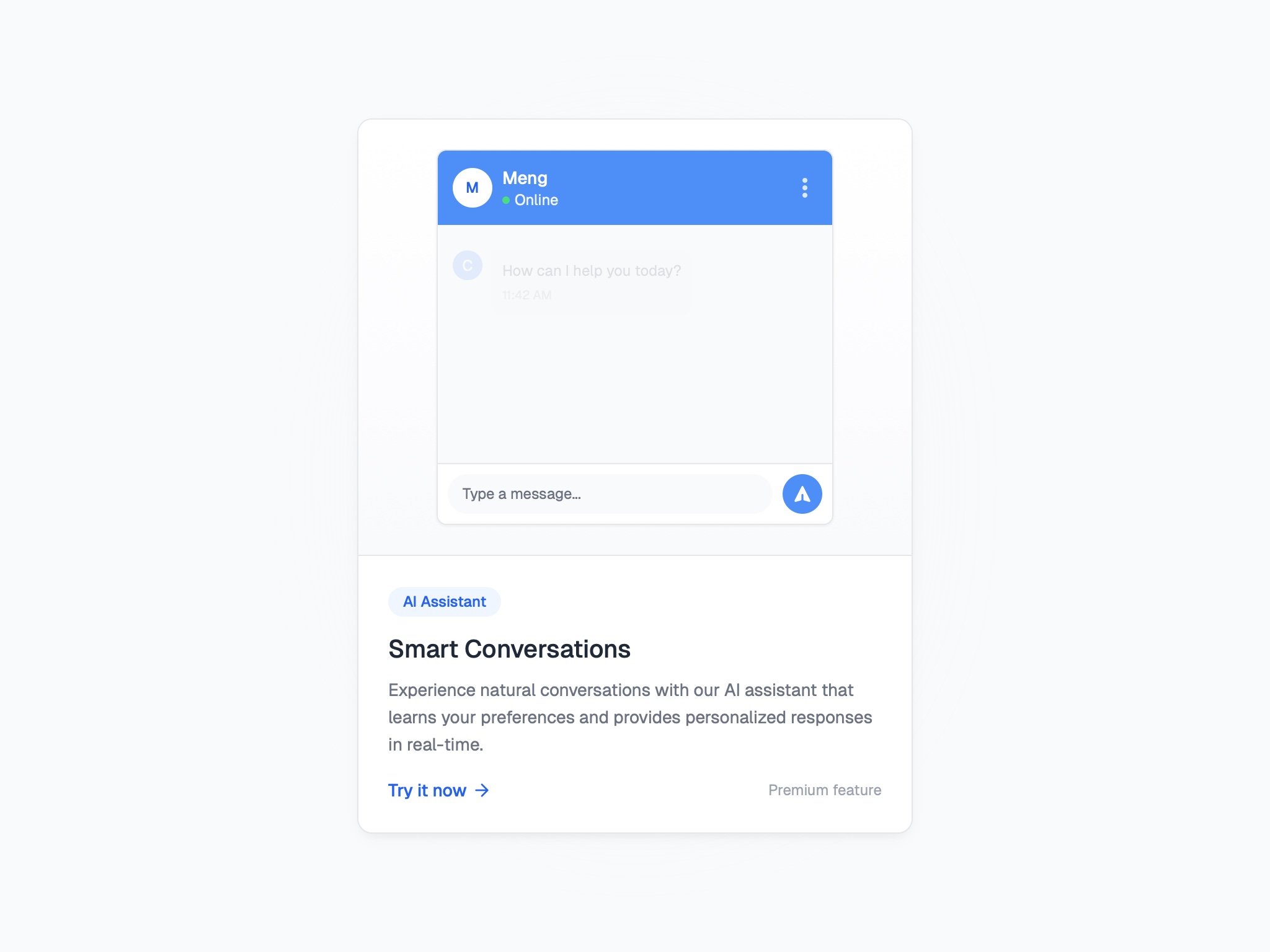 Preview for Interactive Chat UI Card