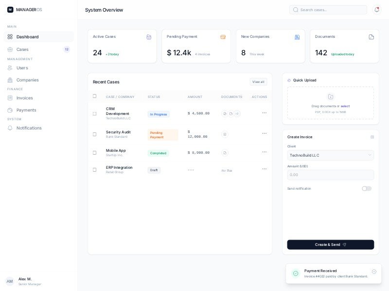 Preview for ManagerOS Admin Dashboard UI Template