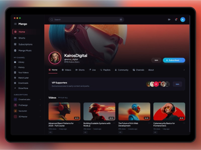 Preview for Streaming Channel Dashboard UI Template