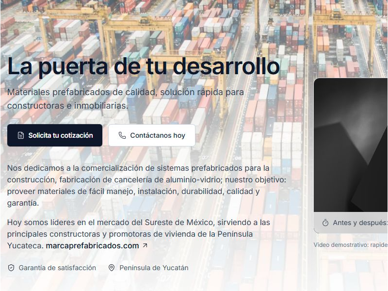Preview for Marca Prefabricados Landing Page Template