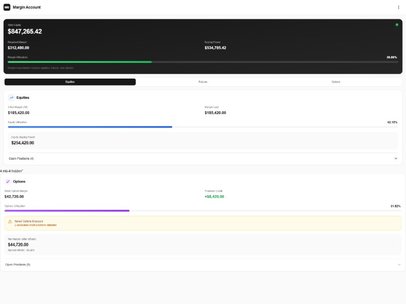 Preview for Margin Account Dashboard UI Template