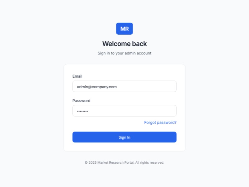 Preview for Market Research Admin Portal Template