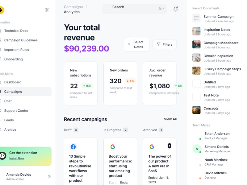 Preview for Marketing Analytics Dashboard UI Template