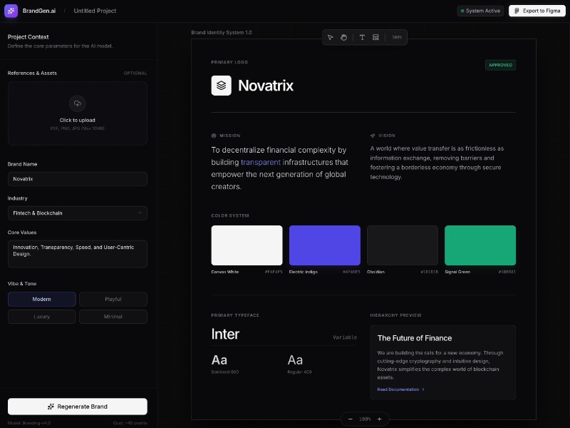 Preview for AI Brand Generator Web App Template