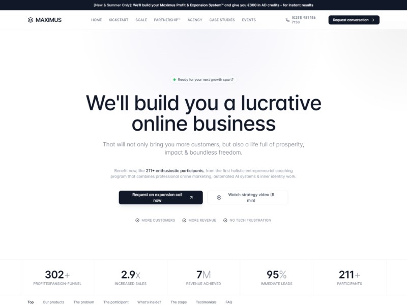 Preview for Maximus Profit & Expansion System Landing Page Template
