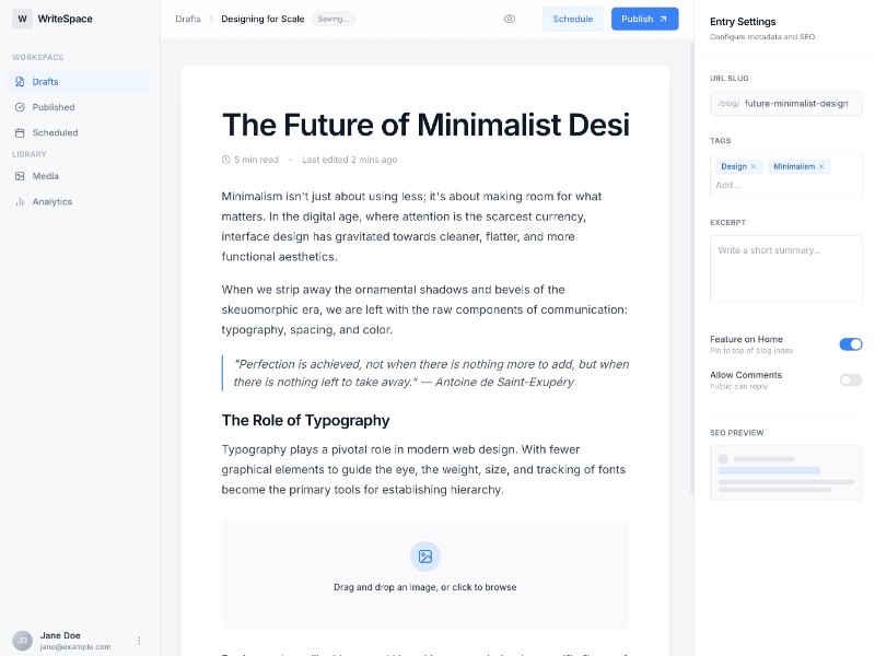 Preview for Minimal Blog Editor Interface Template