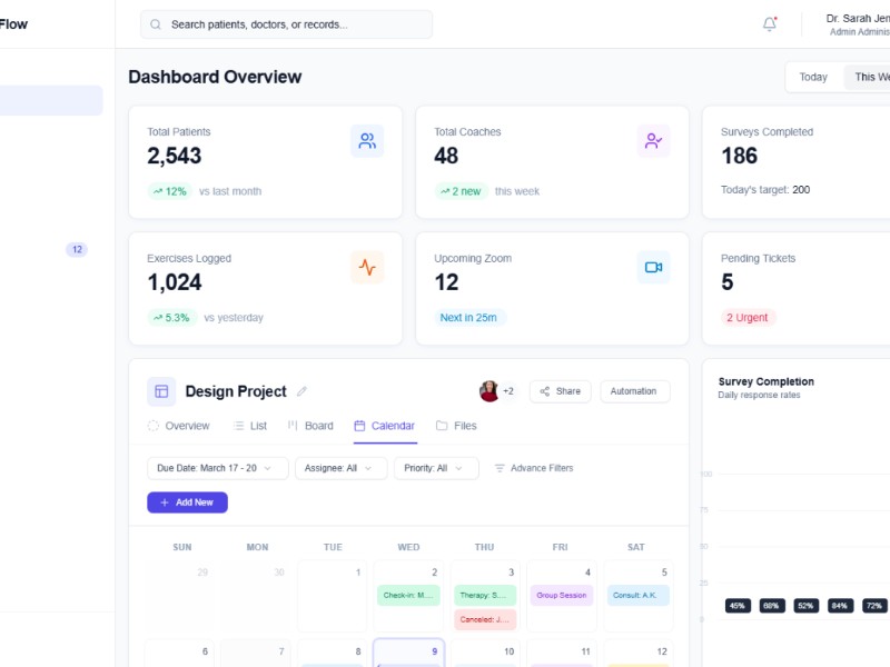 Preview for RehabFlow Medical Admin Dashboard Template