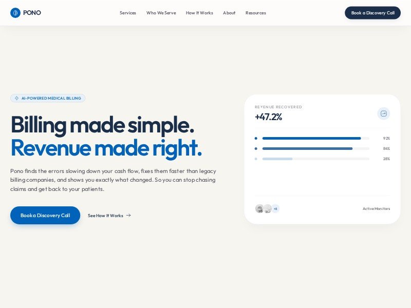 Preview for Medical Billing SaaS Landing Page Template