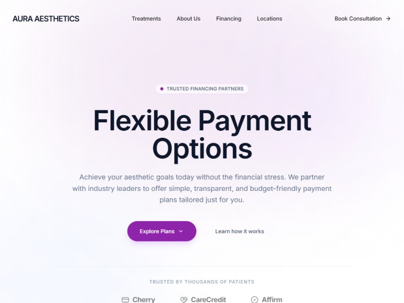 Preview for Medical Spa Financing Landing Page Template