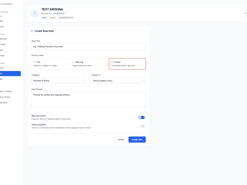 Preview for Member Alerts Dashboard UI Template