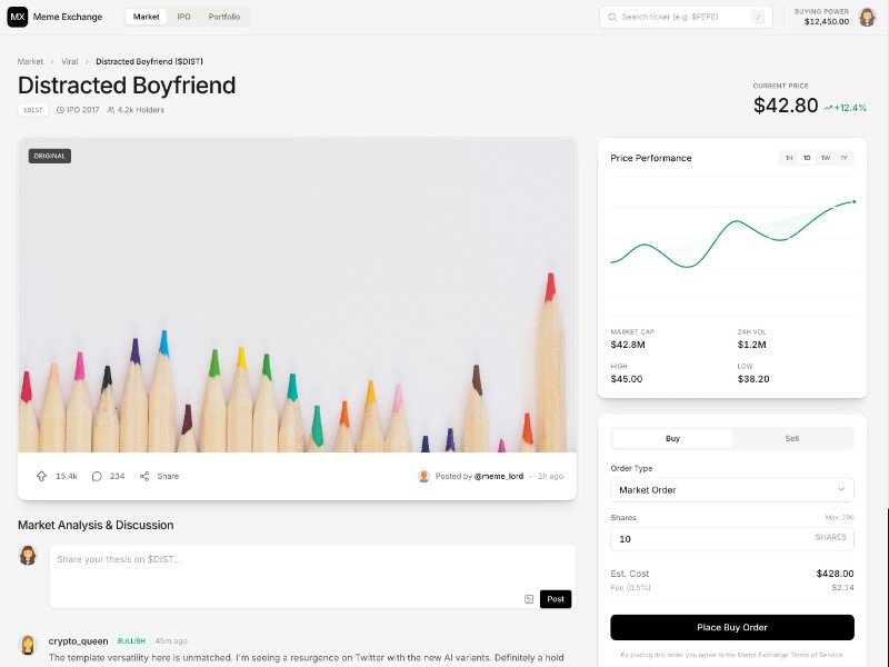 Preview for Meme Exchange Market Detail Page Template