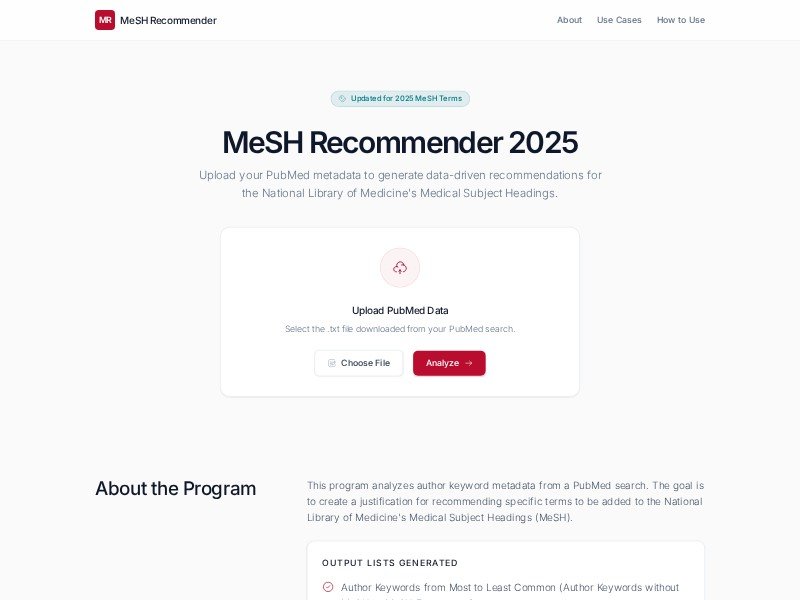 Preview for MeSH Recommender Analysis Template