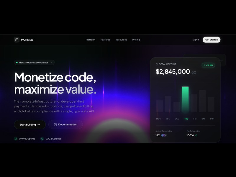 Preview for Developer Payments Landing Page Template