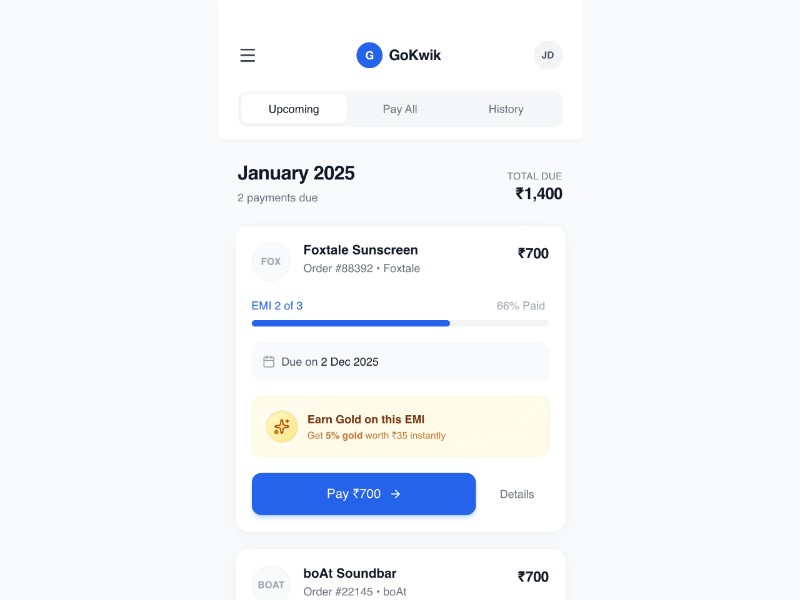Preview for Mobile EMI Repayment Screen UI Template