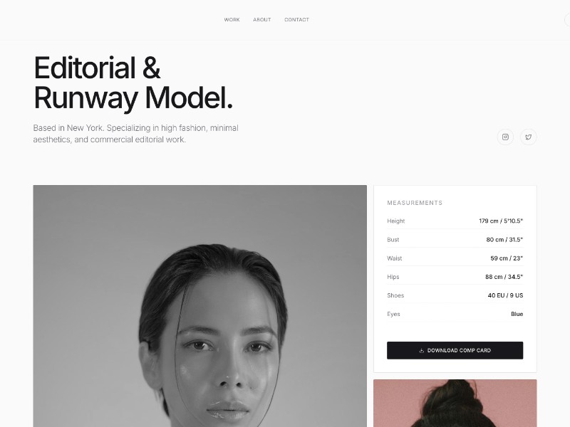 Preview for Model Portfolio Landing Page Template