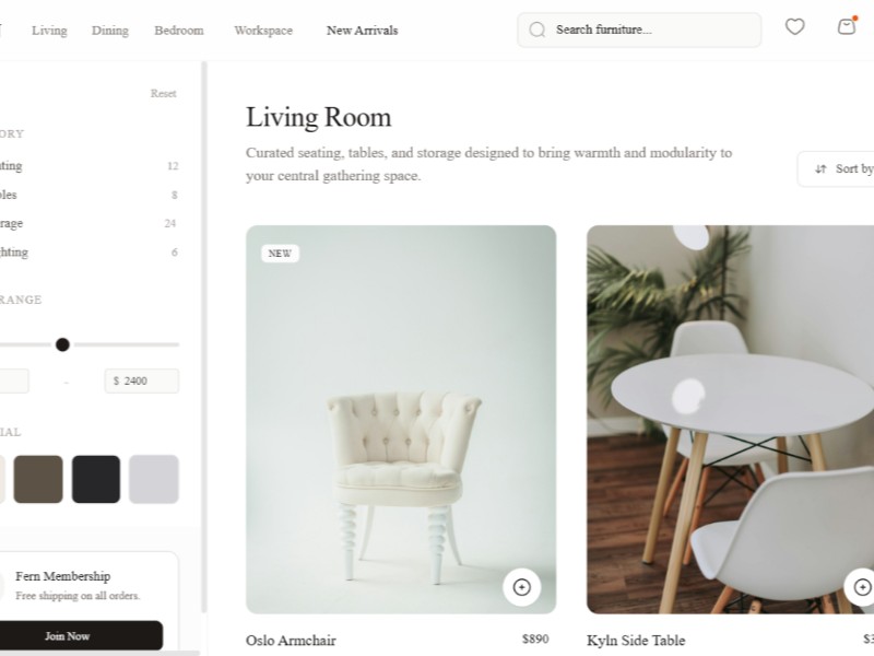 Preview for Modern Furniture E-commerce Landing Page Template