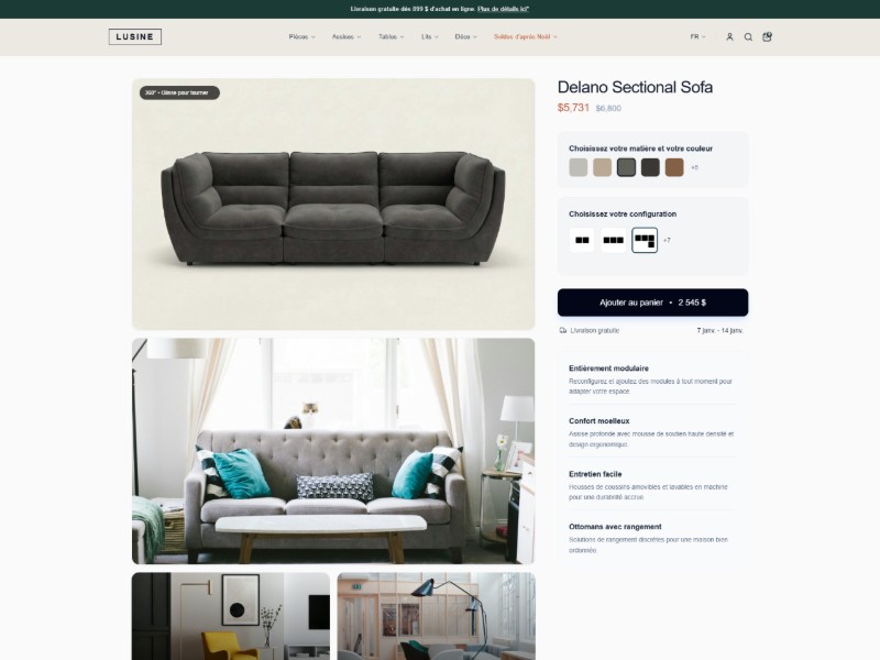 Preview for Modular Sofa Product Page Template