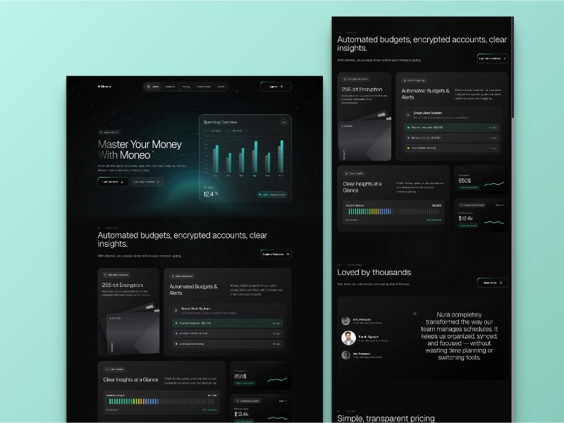 Preview for Moneo Financial Dashboard Landing Page Template