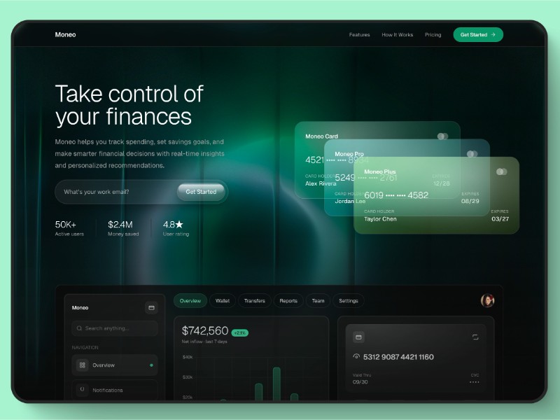 Preview for Moneo Smart Budget Assistant Landing Page Template