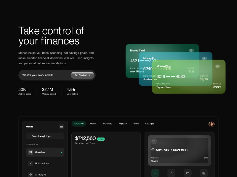 Preview for Moneo Financial SaaS Landing Page Template