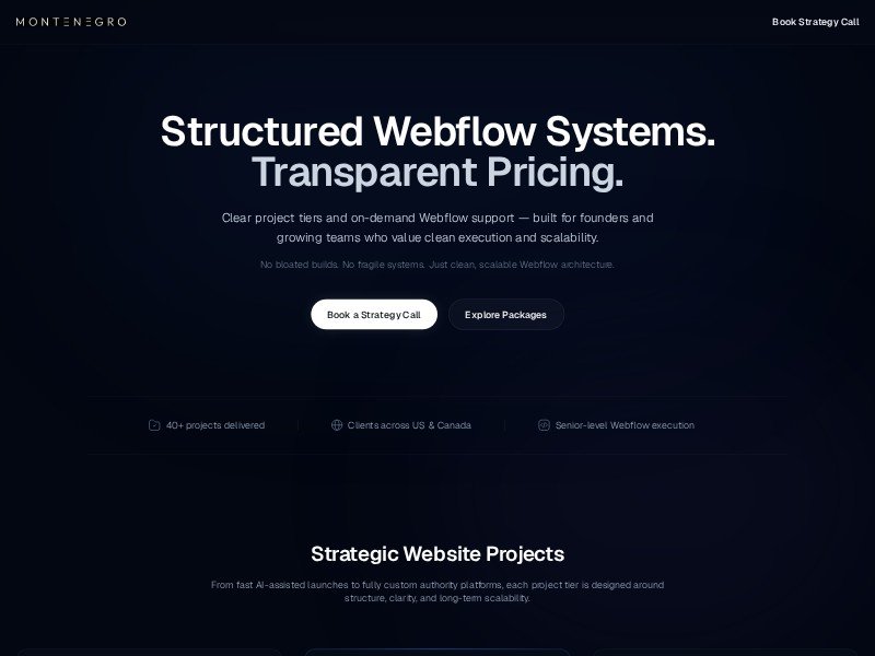 Preview for Webflow Development Pricing | Montenegro Studio