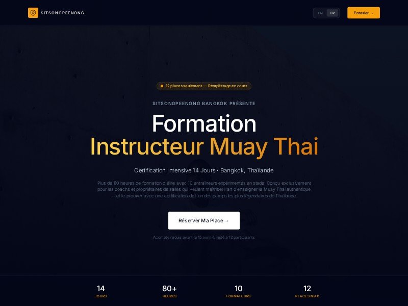 Preview for Muay Thai Course Landing Page Template