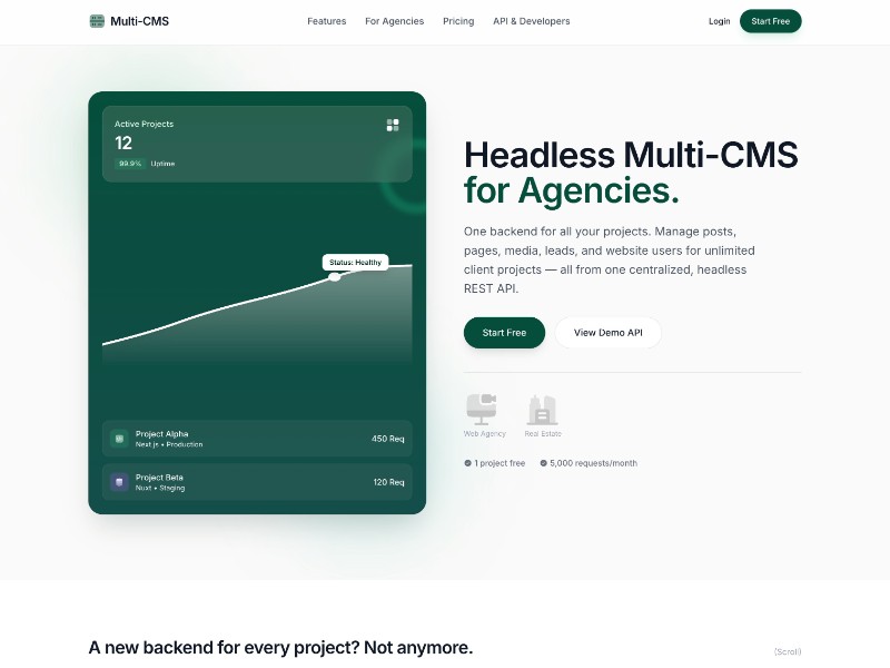 Preview for Multi-CMS Headless Agency Landing Page Template