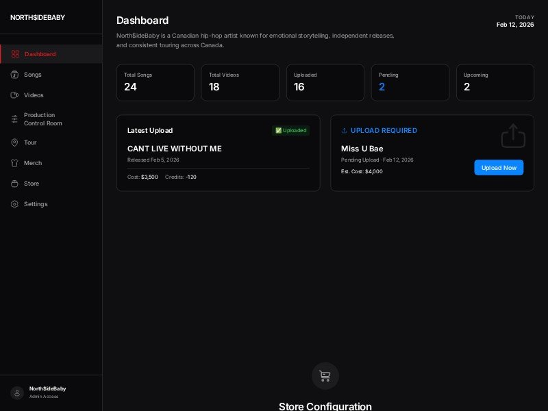 Preview for Music Artist Admin Dashboard Template