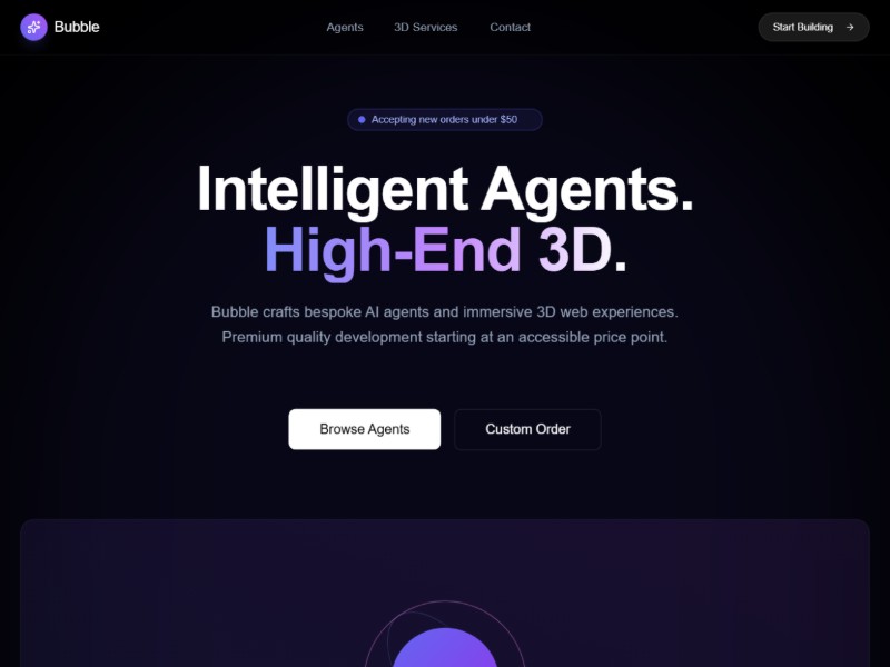 Preview for AI Agents & 3D Services Landing Page Template