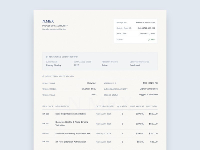 Preview for Compliance Receipt Document Template
