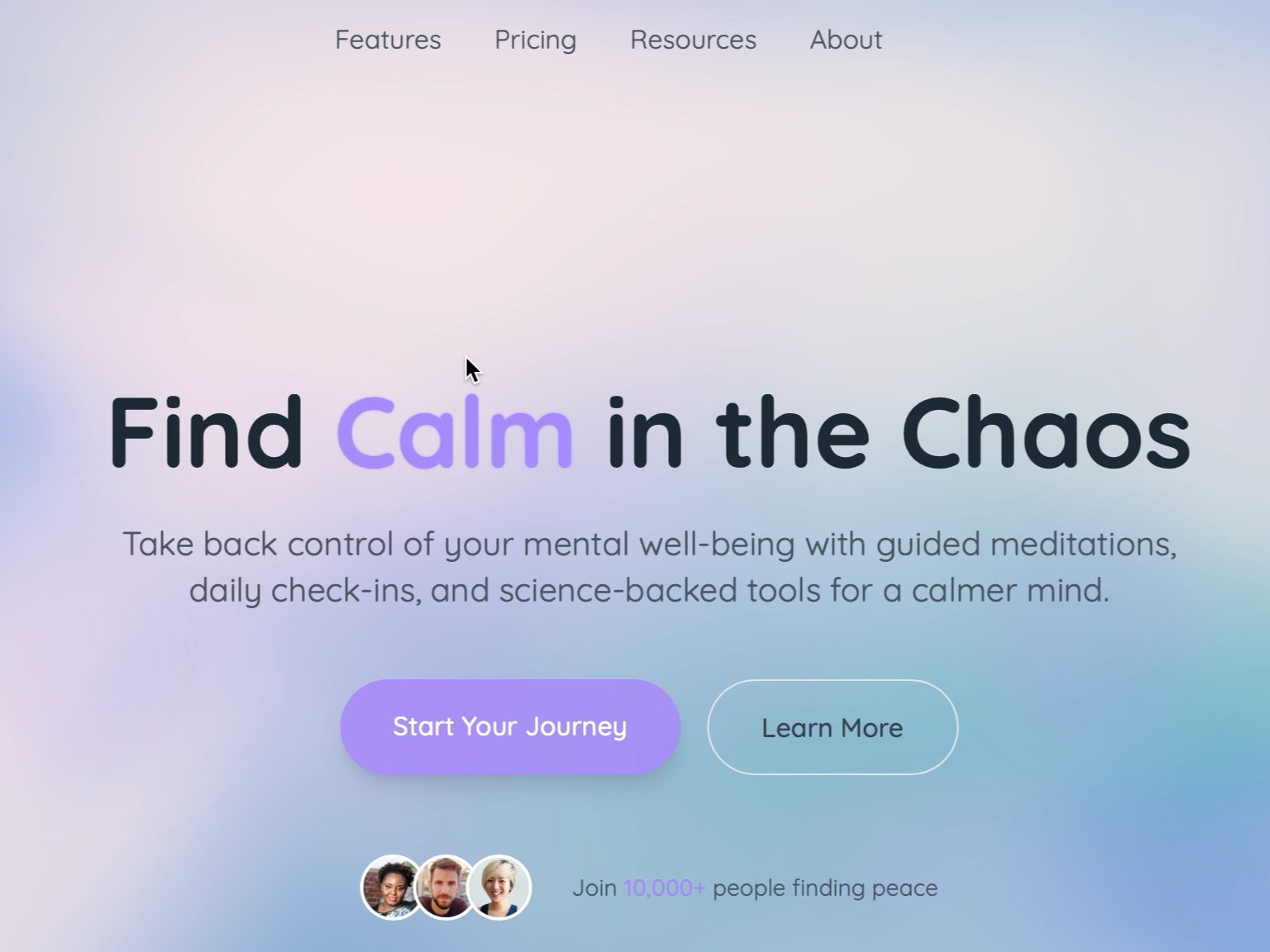 Preview for Mental Health & Mindfulness Hero Section