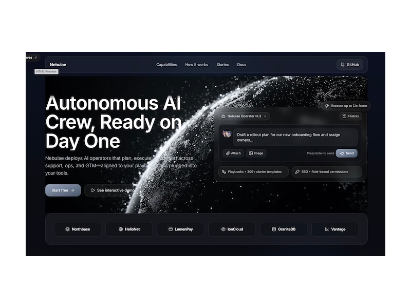 Preview for Nebulae AI Crew Landing Page Template