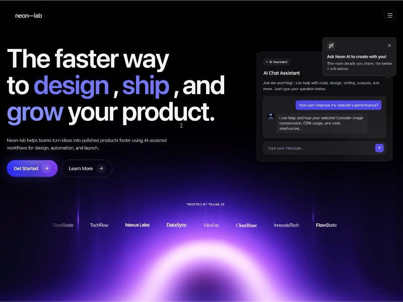 Preview for Neon-lab SaaS Landing Page Template