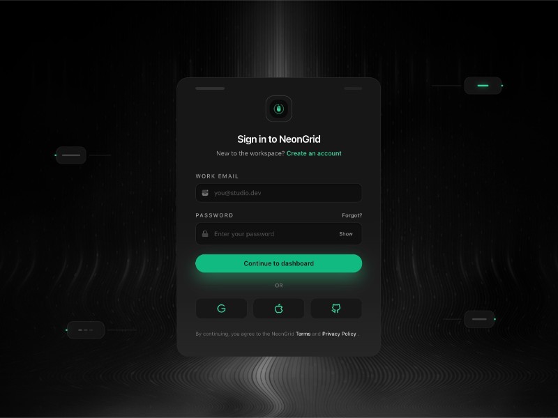 Preview for NeonGrid Sign In Template