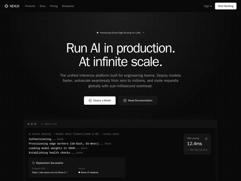 Preview for Nexus AI Infrastructure Landing Page Template