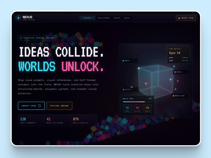 Preview for Nexus Idea Arcade Landing Page Template