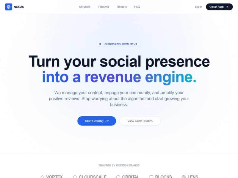 Preview for Nexus Social Media Agency Landing Page Template