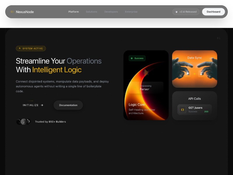 Preview for NexusNode Workflow Automation Landing Page Template